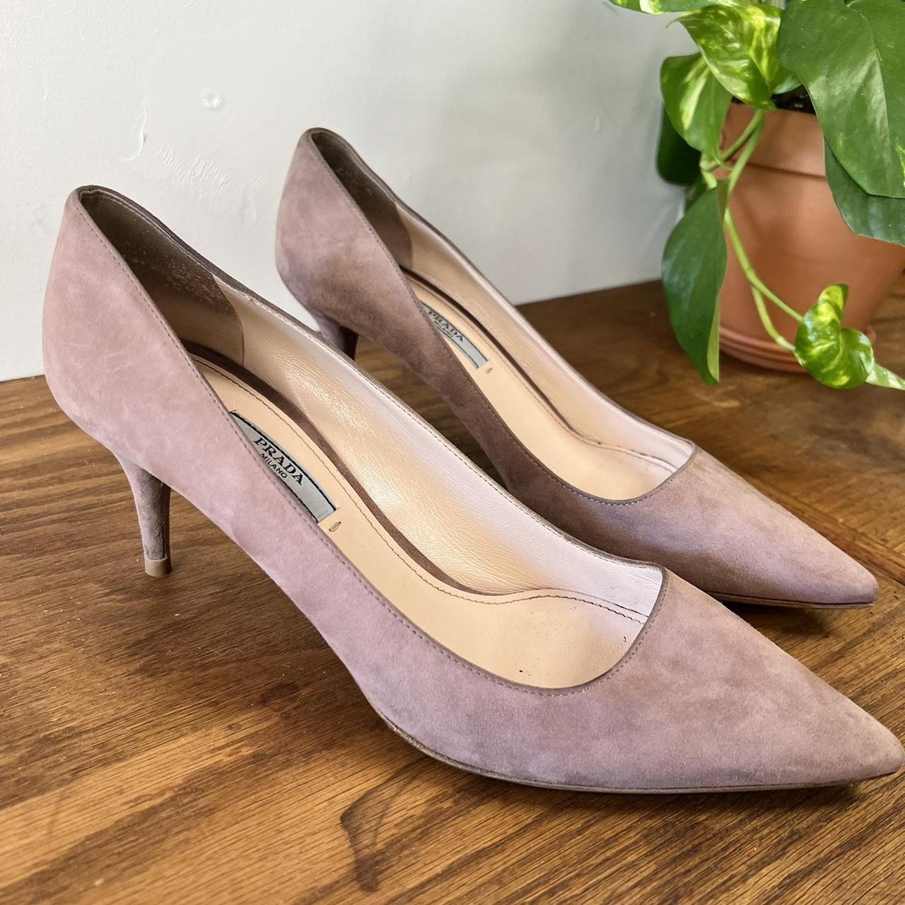 PRADA Suede Dusty Rose Pink Heels By Prada Depop