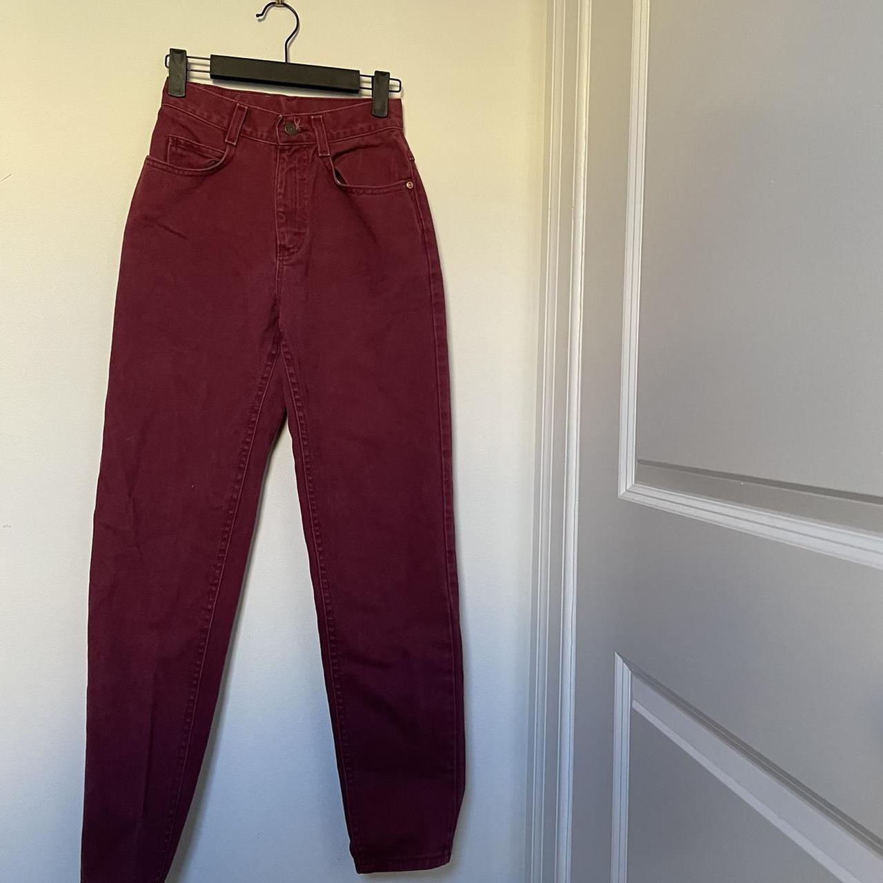 Vintage Burgundy Lee High Rise Jeans Straight... - Depop