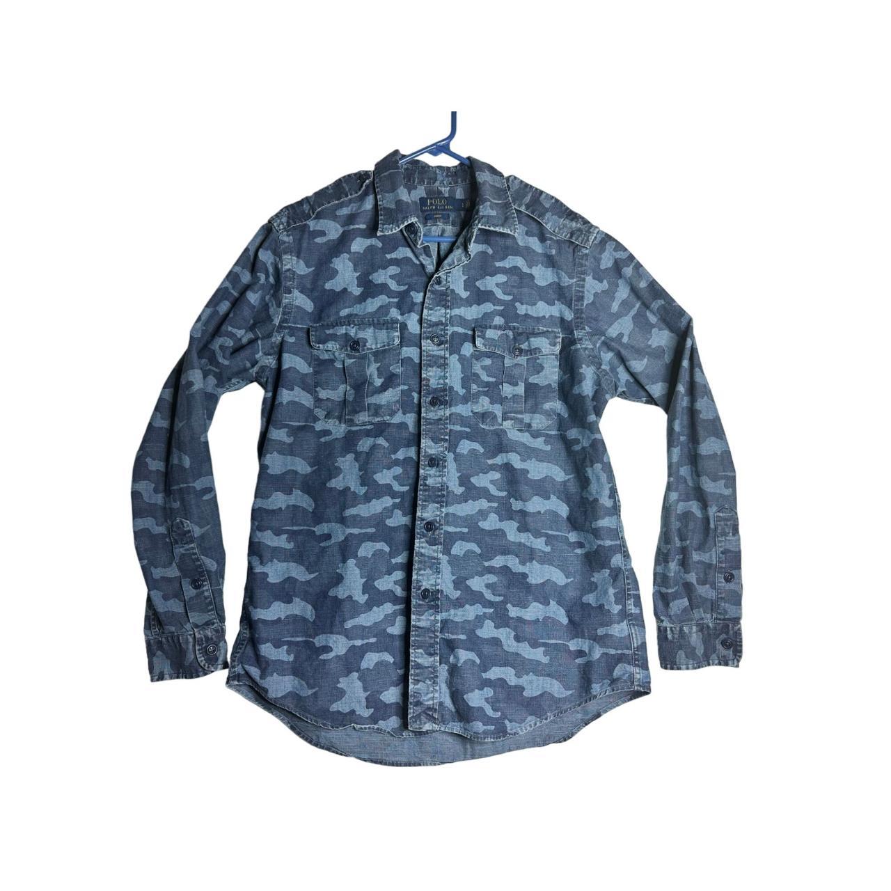 RALPH LAUREN POLO L/S Blue Camo Button Down Shirt... Depop