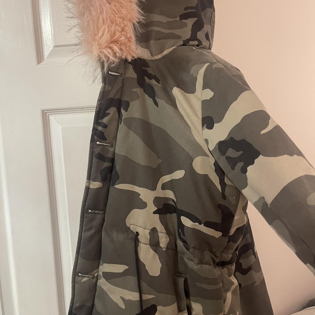 Camouflage Parka Camouflage Jacke Mit Rosa Fell Women's Camo