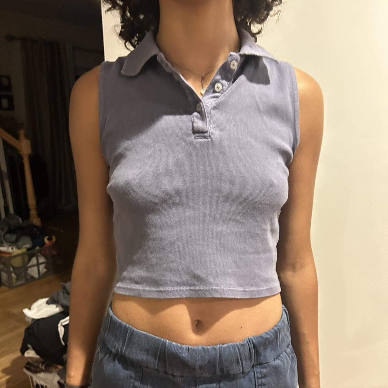 Brandy Melville Women's Polo shirt Blue/Purple One size – Grey