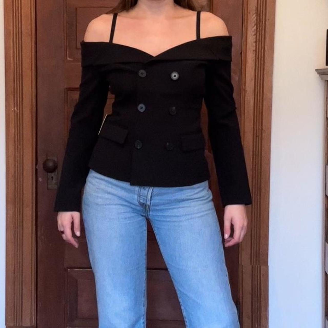 Express Women's Blazer Jacket Black – Black off the shoulder