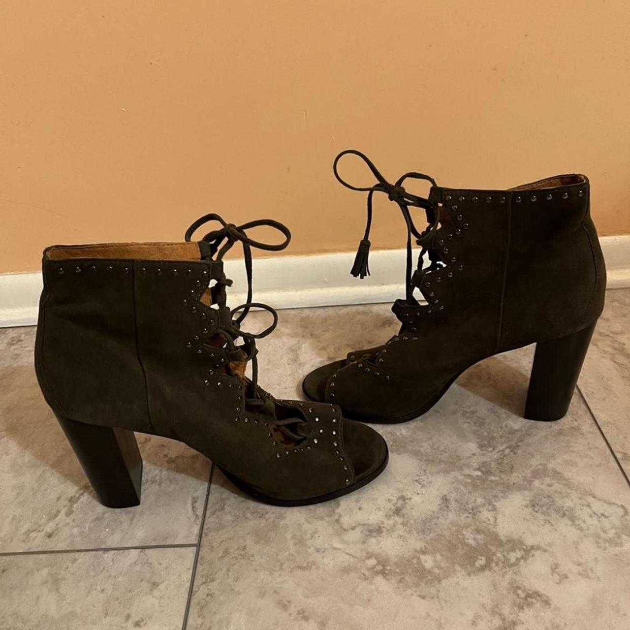 Frye Gabby Ghillie Stud Bootie Lace Up Heels in. Depop