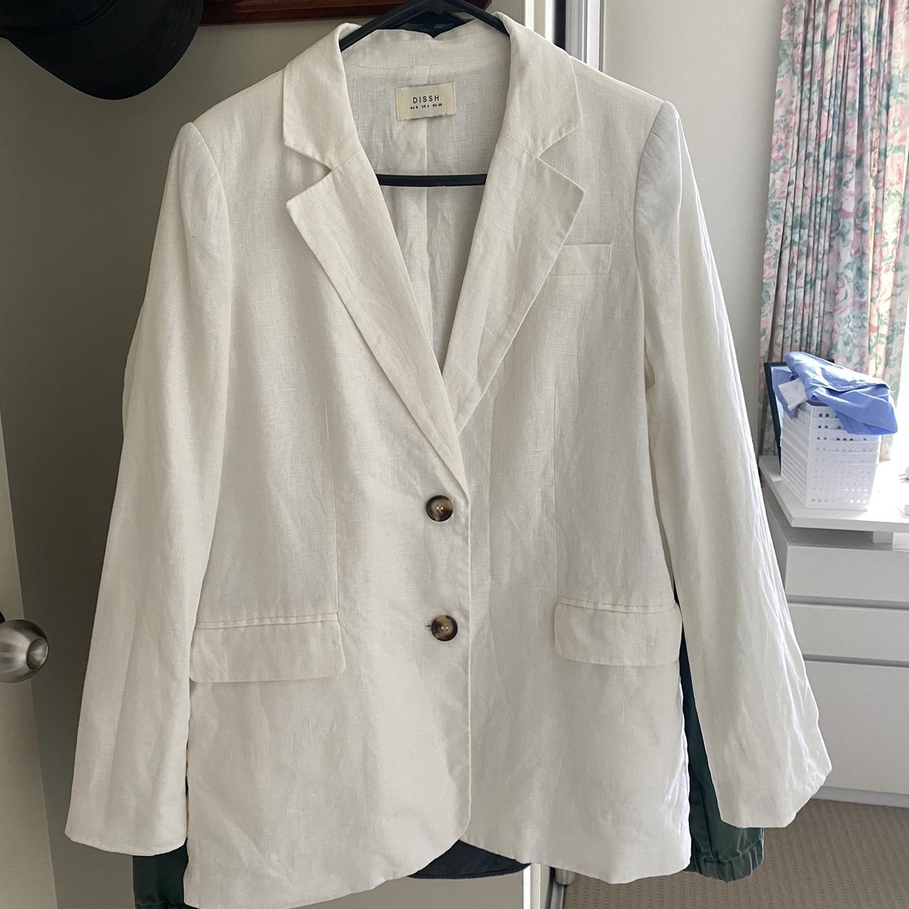 Dissh white linen blazer Size 8 AUS Worn to two... - Depop