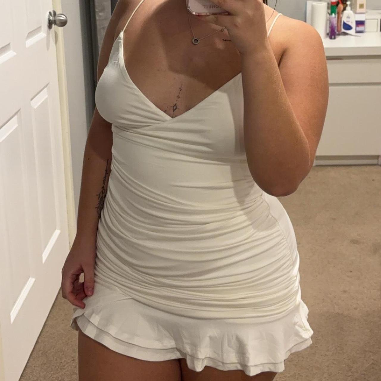 super cute white that’s so fetch dress worn once... - Depop