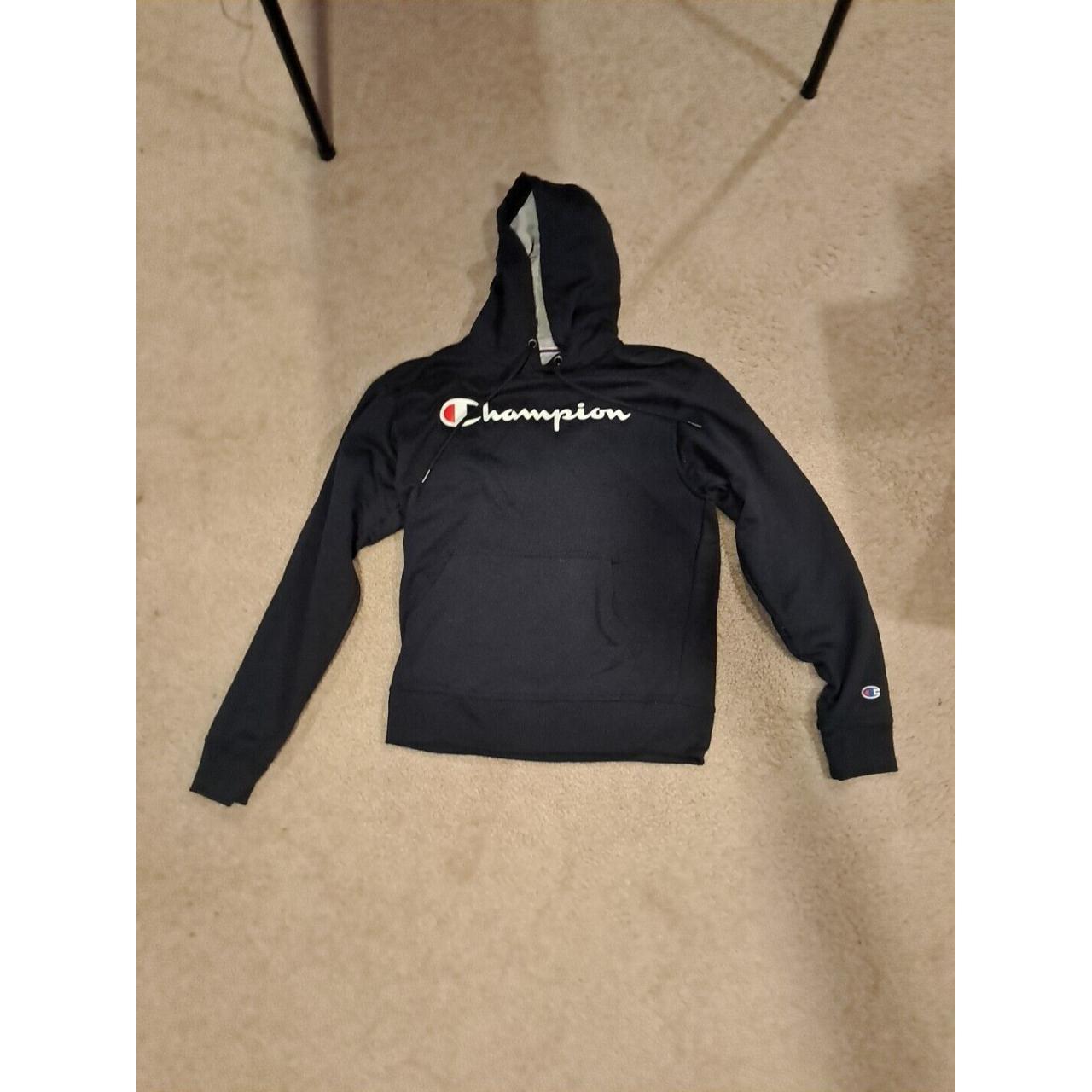 Champion Dark Blue Long Sleeve Hoodie. Size small 20... - Depop