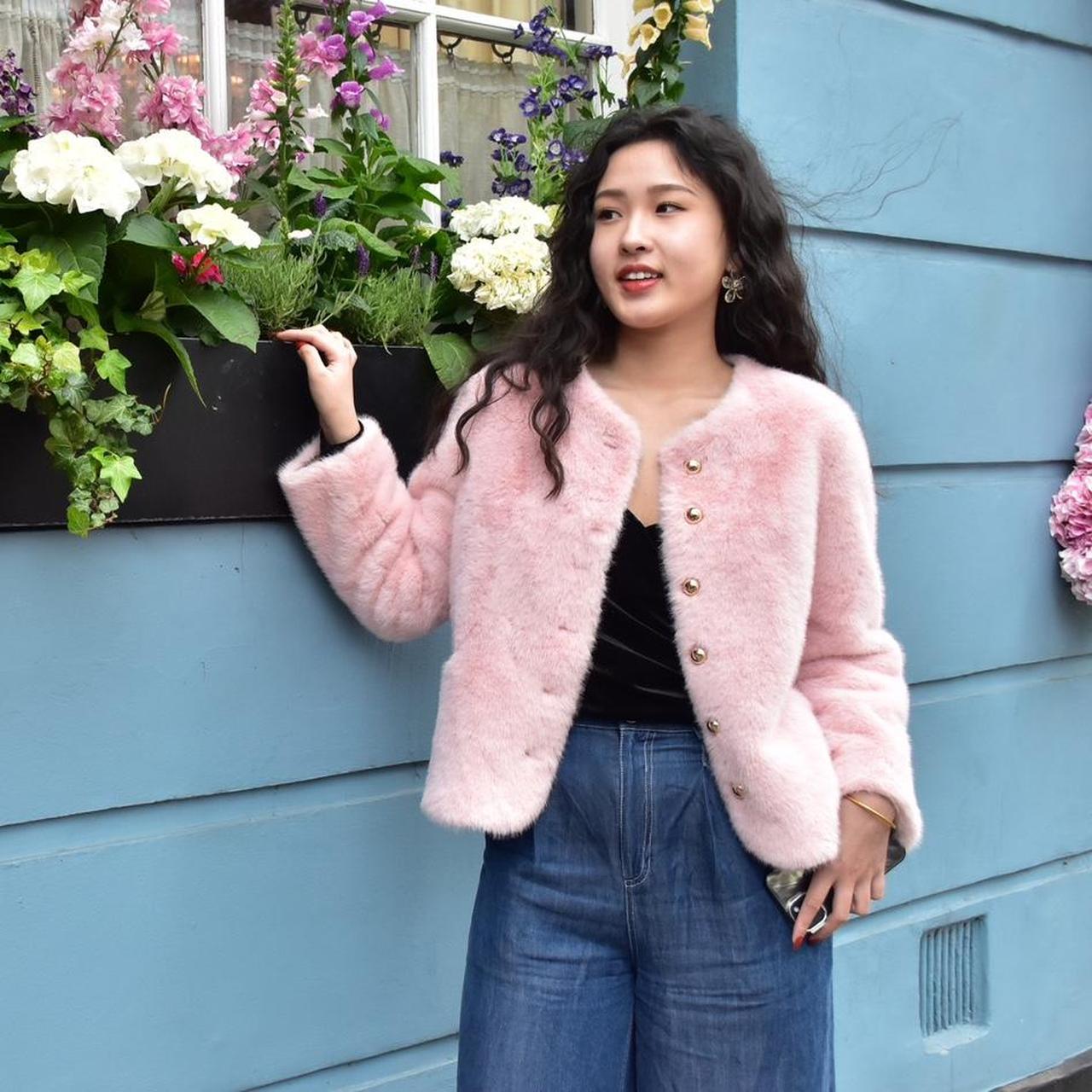 Soft Powdery Light Pink Short Faux Fur Coat,