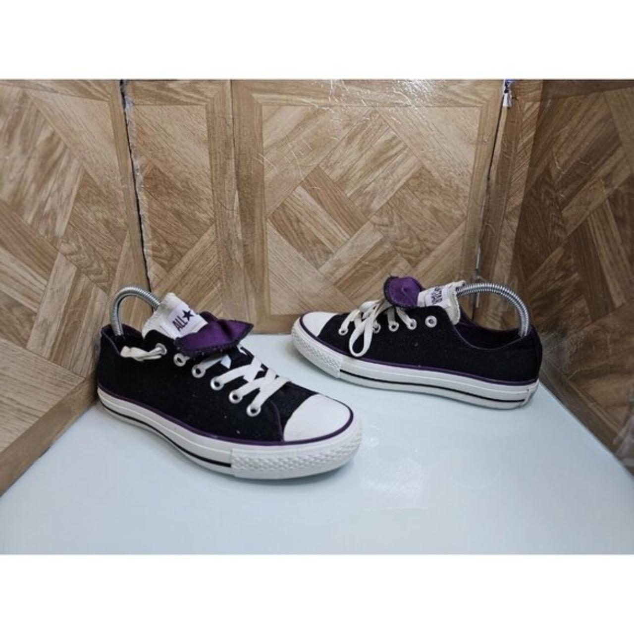 Black converse with purple tongue hotsell