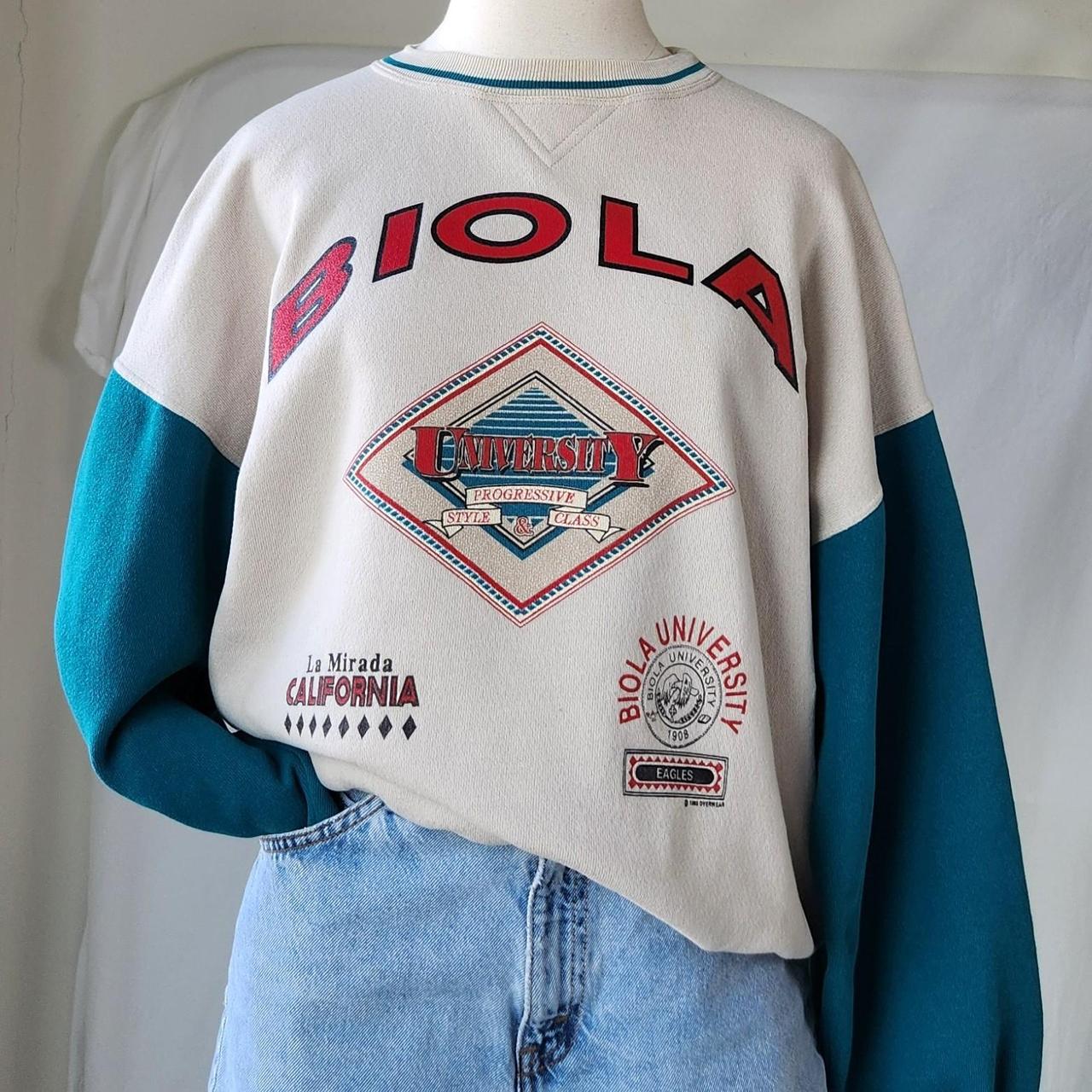 90 s BIOLA University pullover. Pretty pop of color Depop