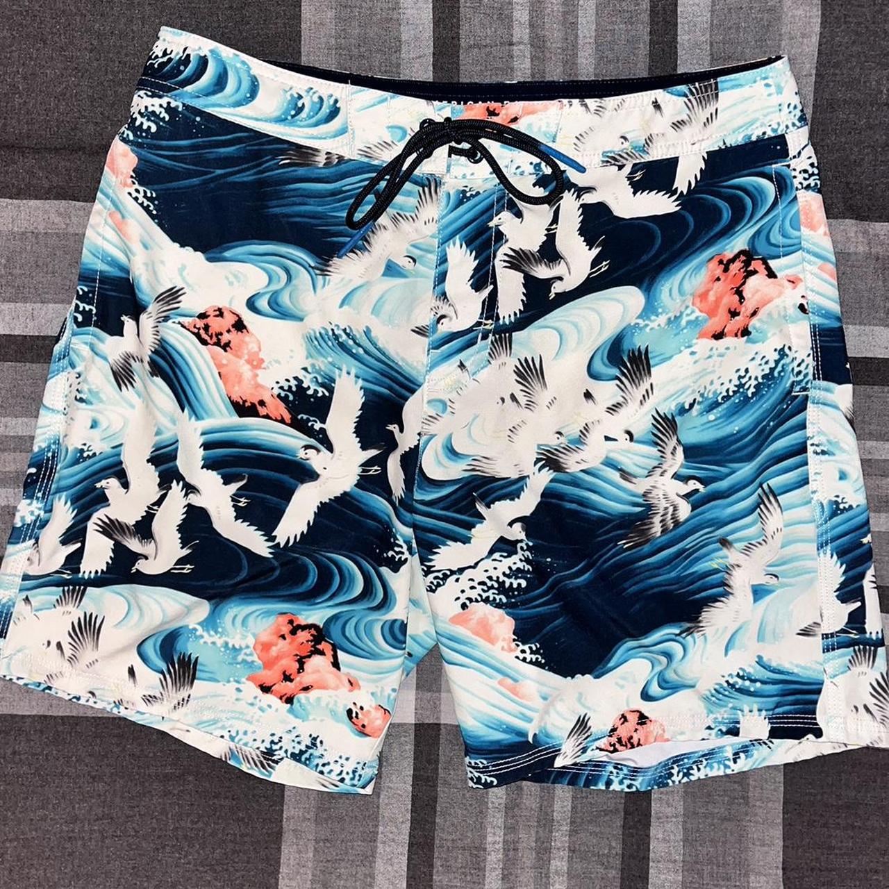Mens Swimwear Velcro Fly Swim Shorts Quiksilver Blue Black Board