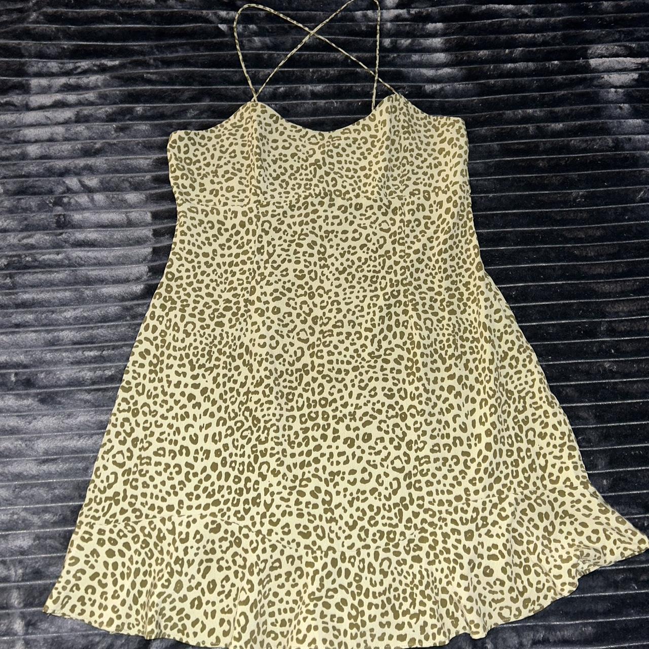 Zara green leopard print slip Size L Depop