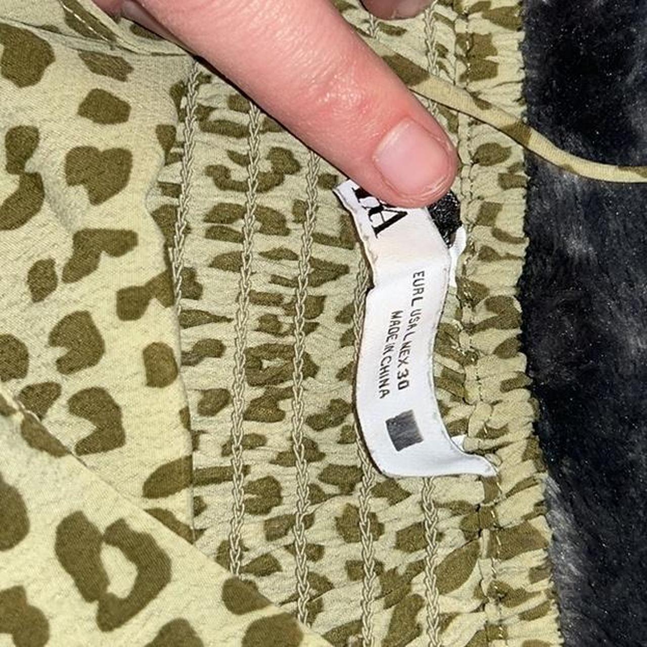 Zara green leopard print slip Size L Depop