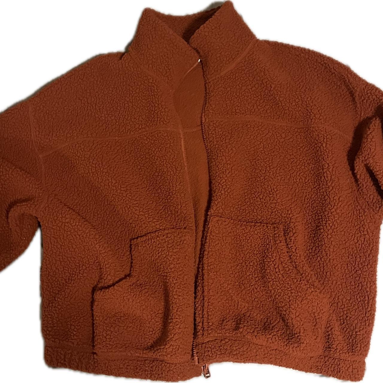 Old Navy Women's Jacket - Orange/Brown - L – large orange fleece old navy zip-up jacket …