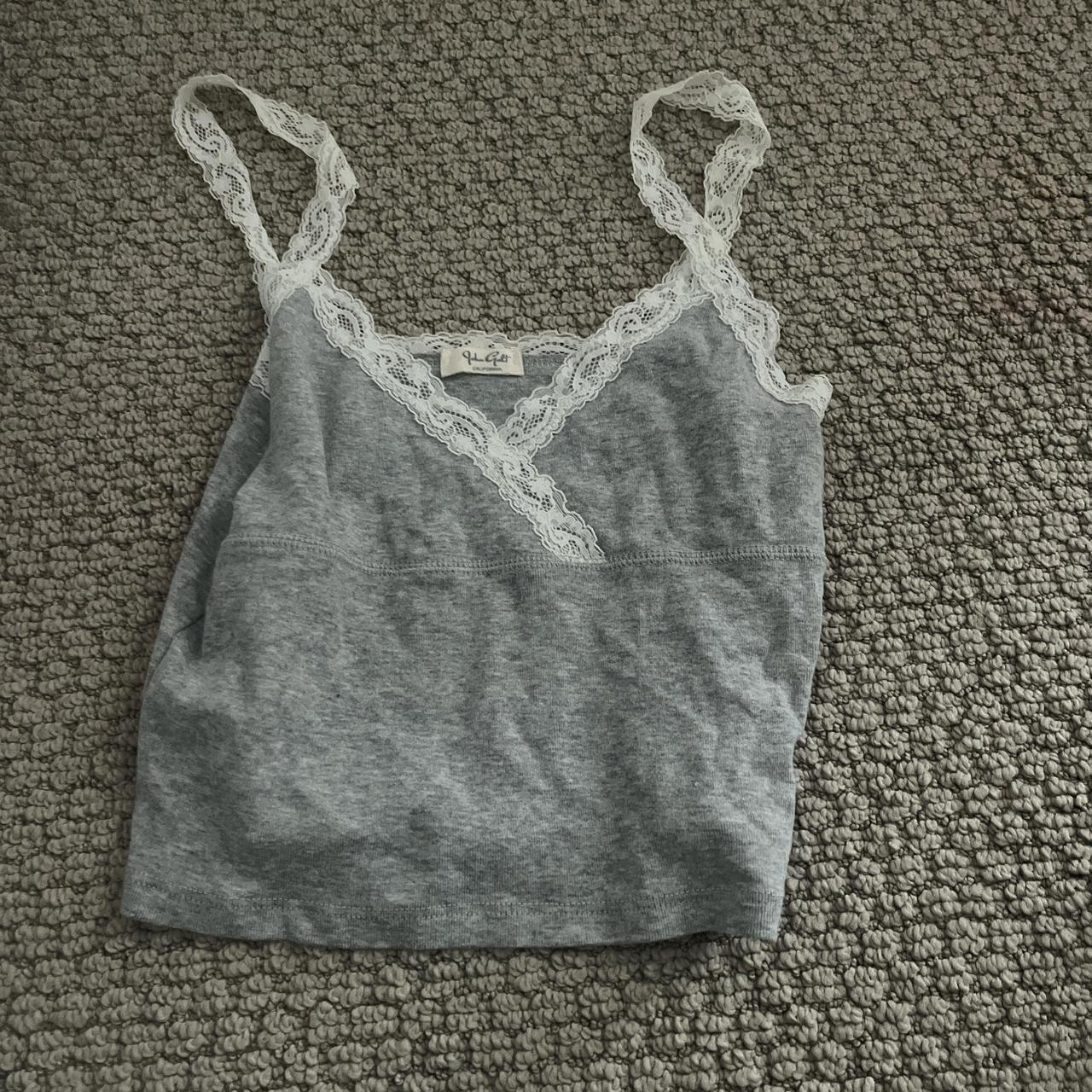 grey lace tank top Depop