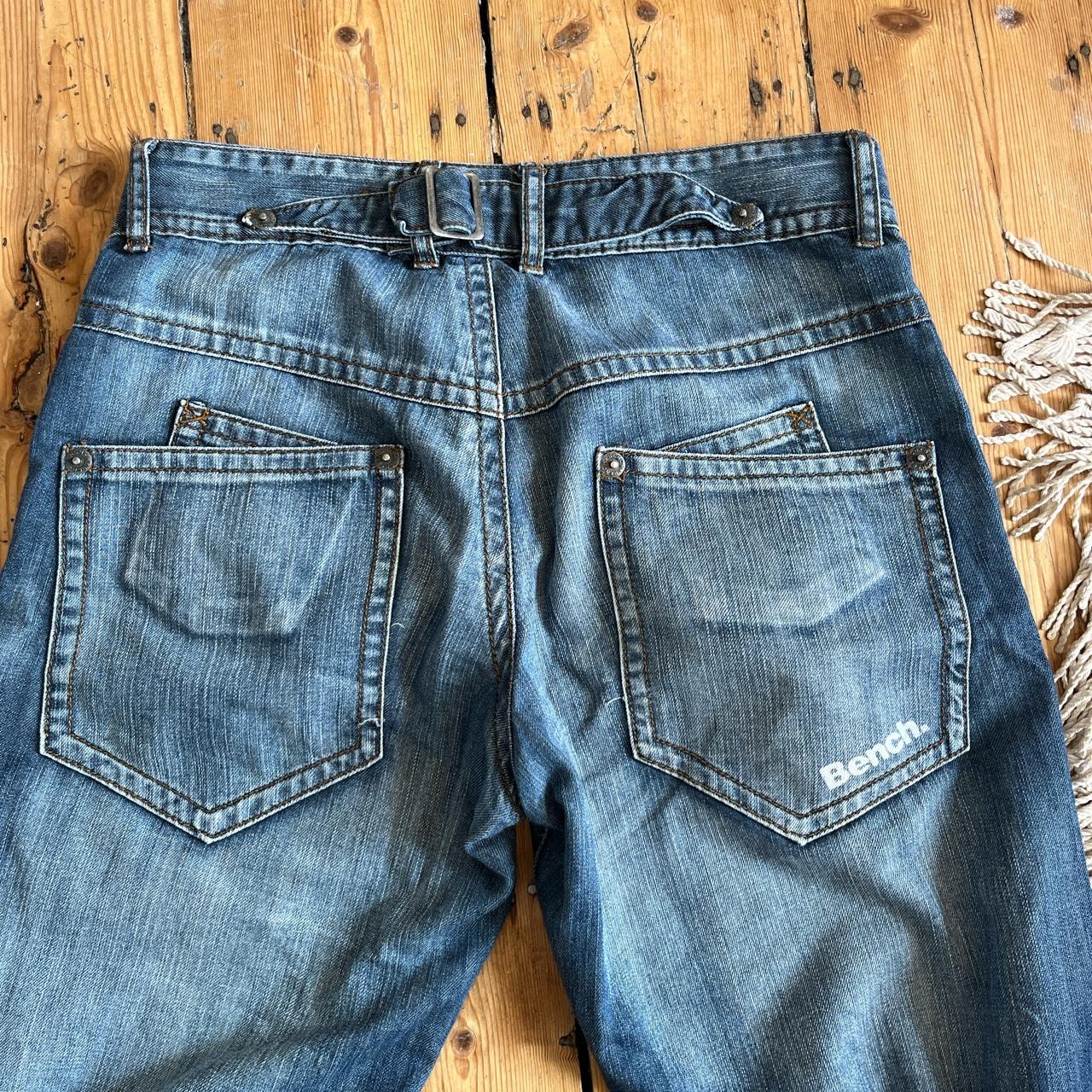 Bench cargo straight wide leg mid blue washed faded... - Depop