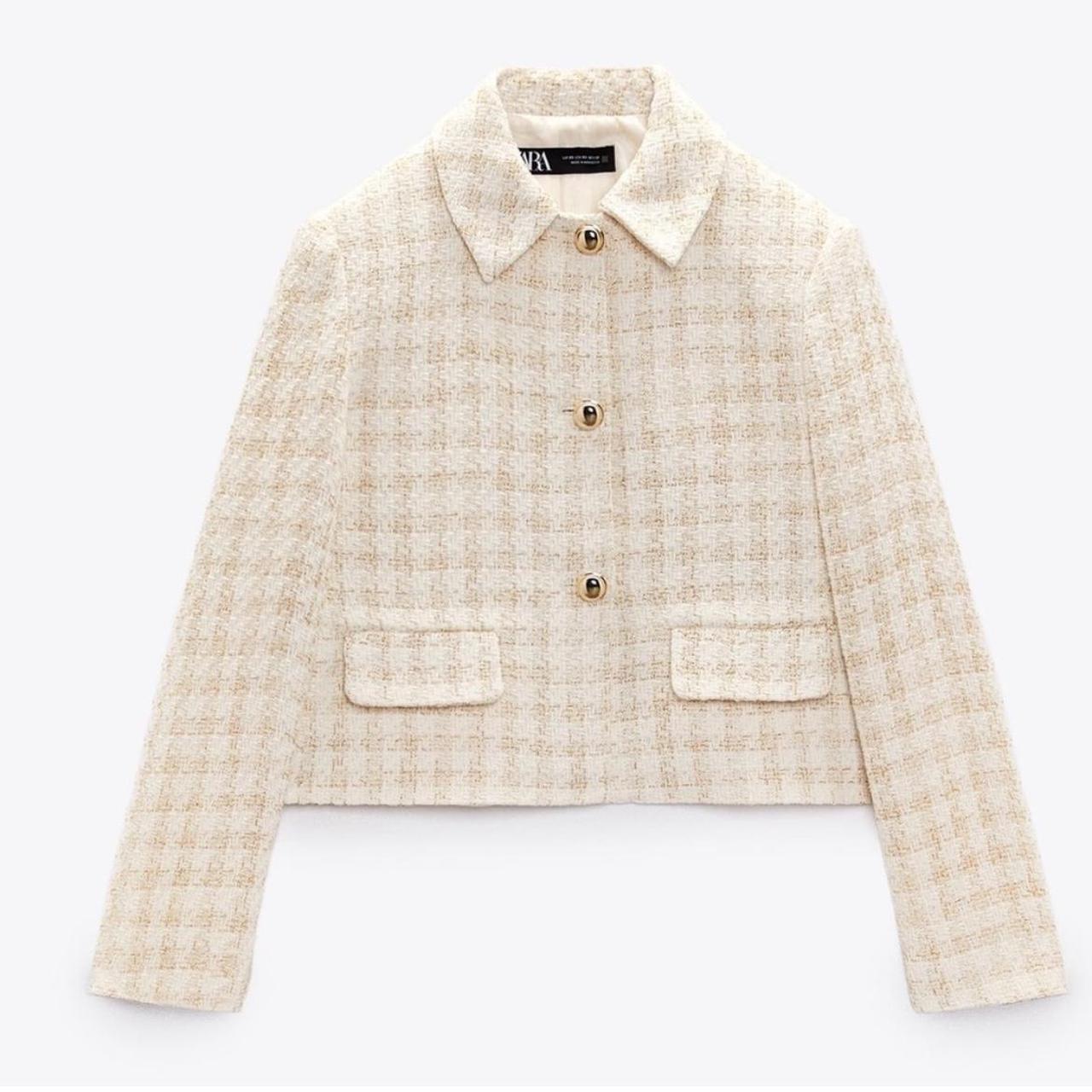 NWT Zara Textured Plaid Blazer