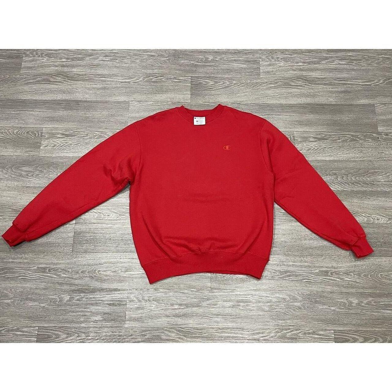 Preowned Champion Long Sleeve Pullover Logo Red. Depop