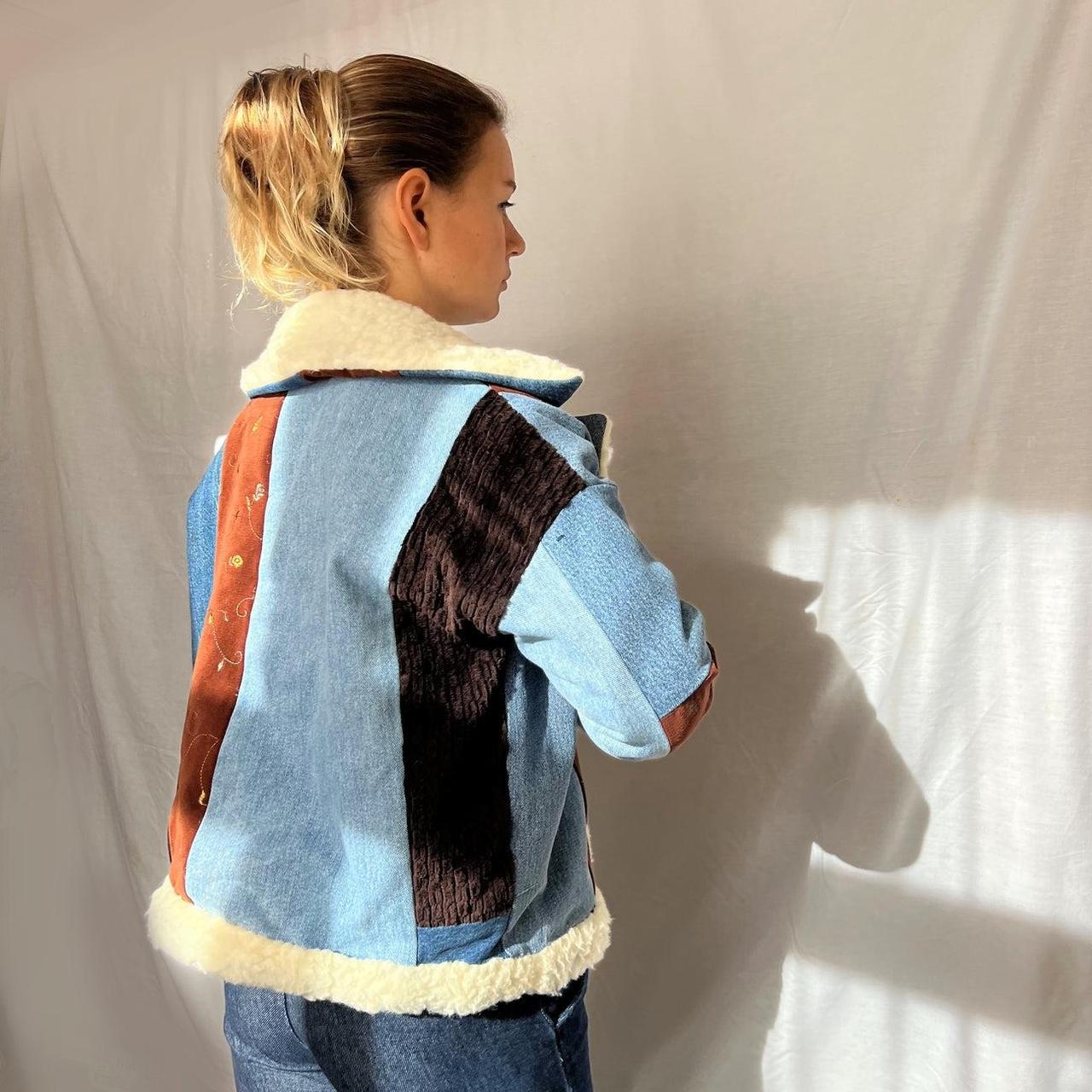 Women's Blue and Brown Jacket Depop