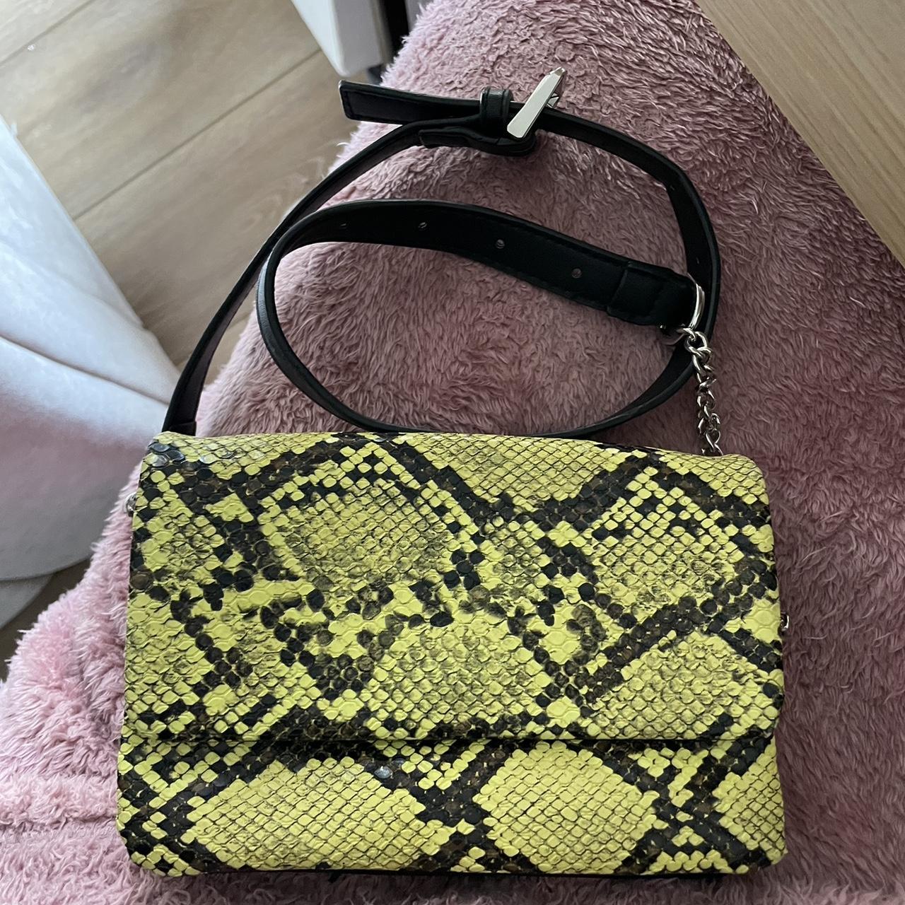 Topshop black and yellow snakeskin crossbody mini bag
