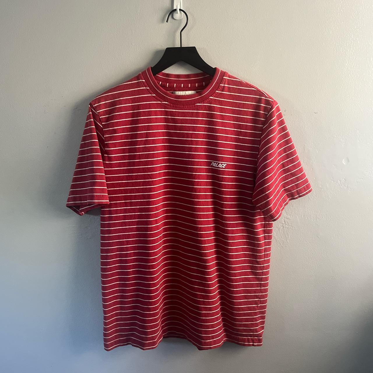 Palace Red Striped T-Shirt Size: Large Some fading... - Depop