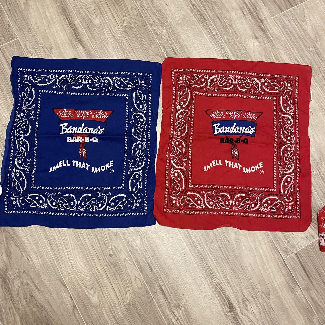 Set of 4 bandanas Red and blue Bandanas BBQ... Depop