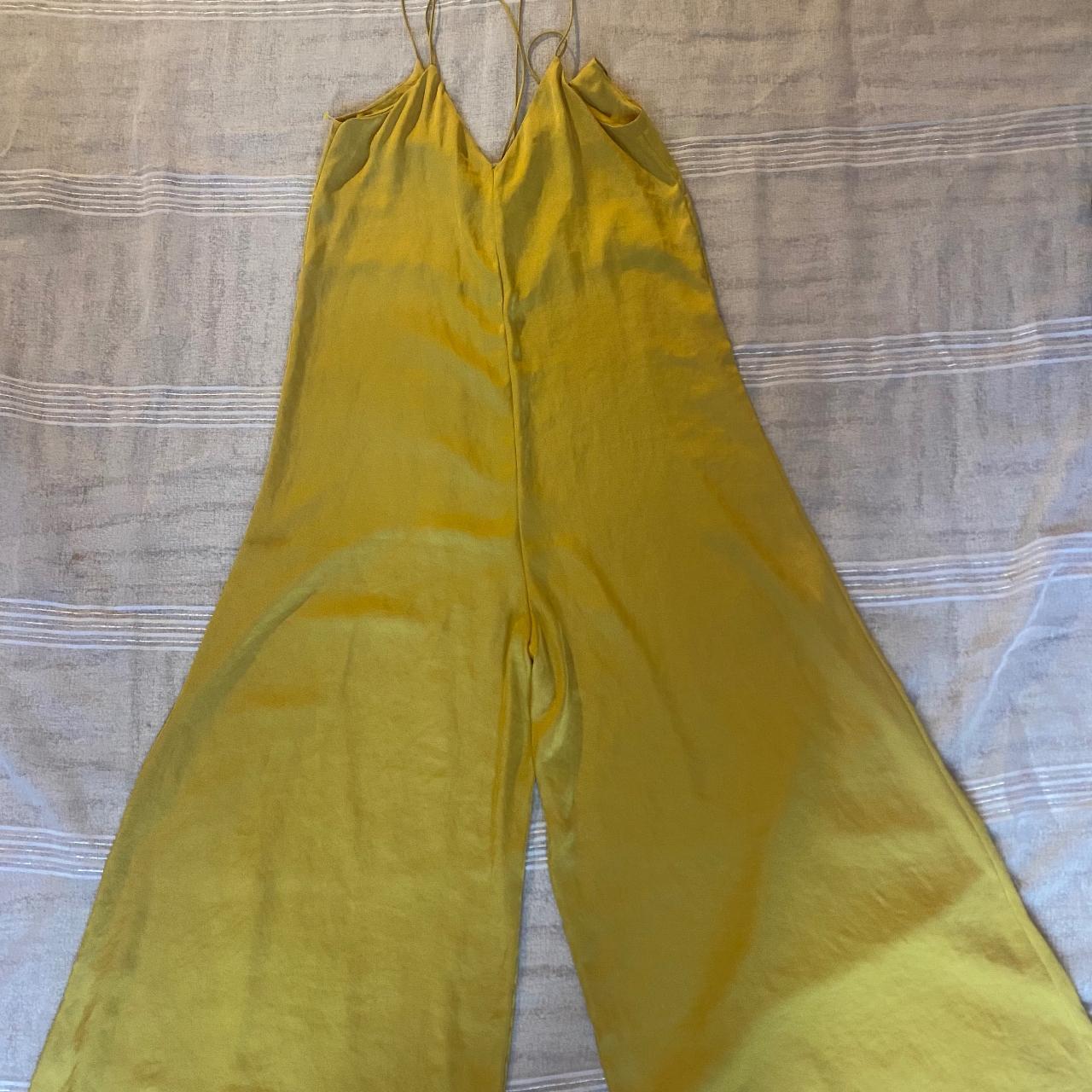 Linen Jumpsuit Yellow Flowy Jumpsuit Zara Size Extra Small