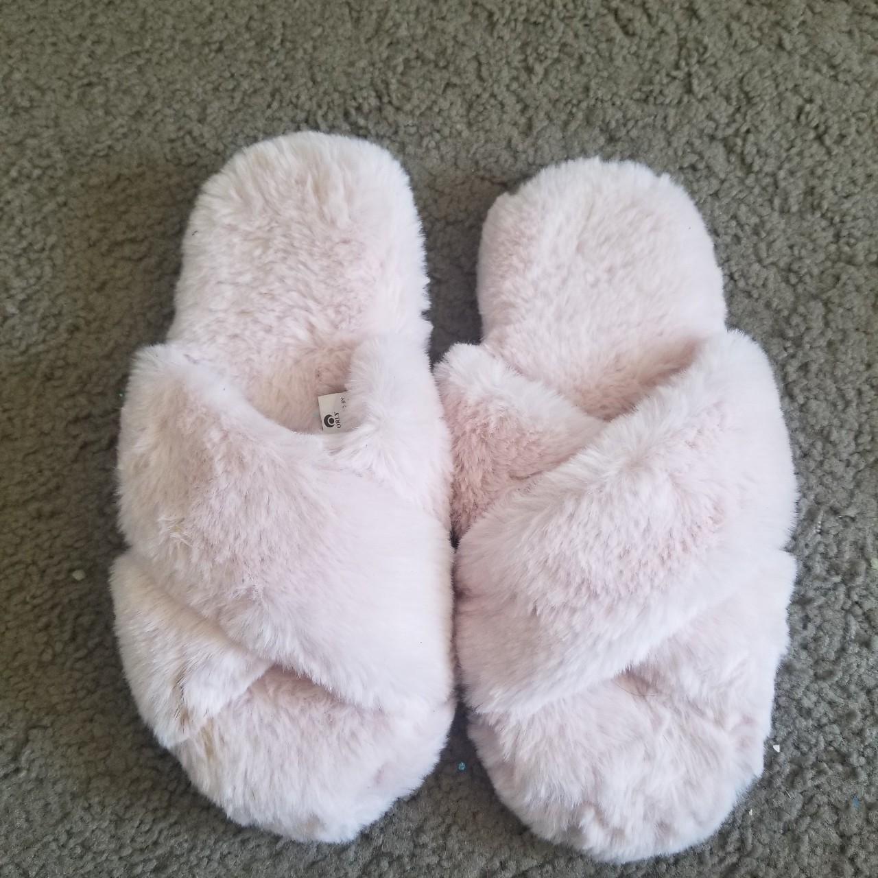 Pink fuzzy slippers size 5/6. Have not been used.... - Depop