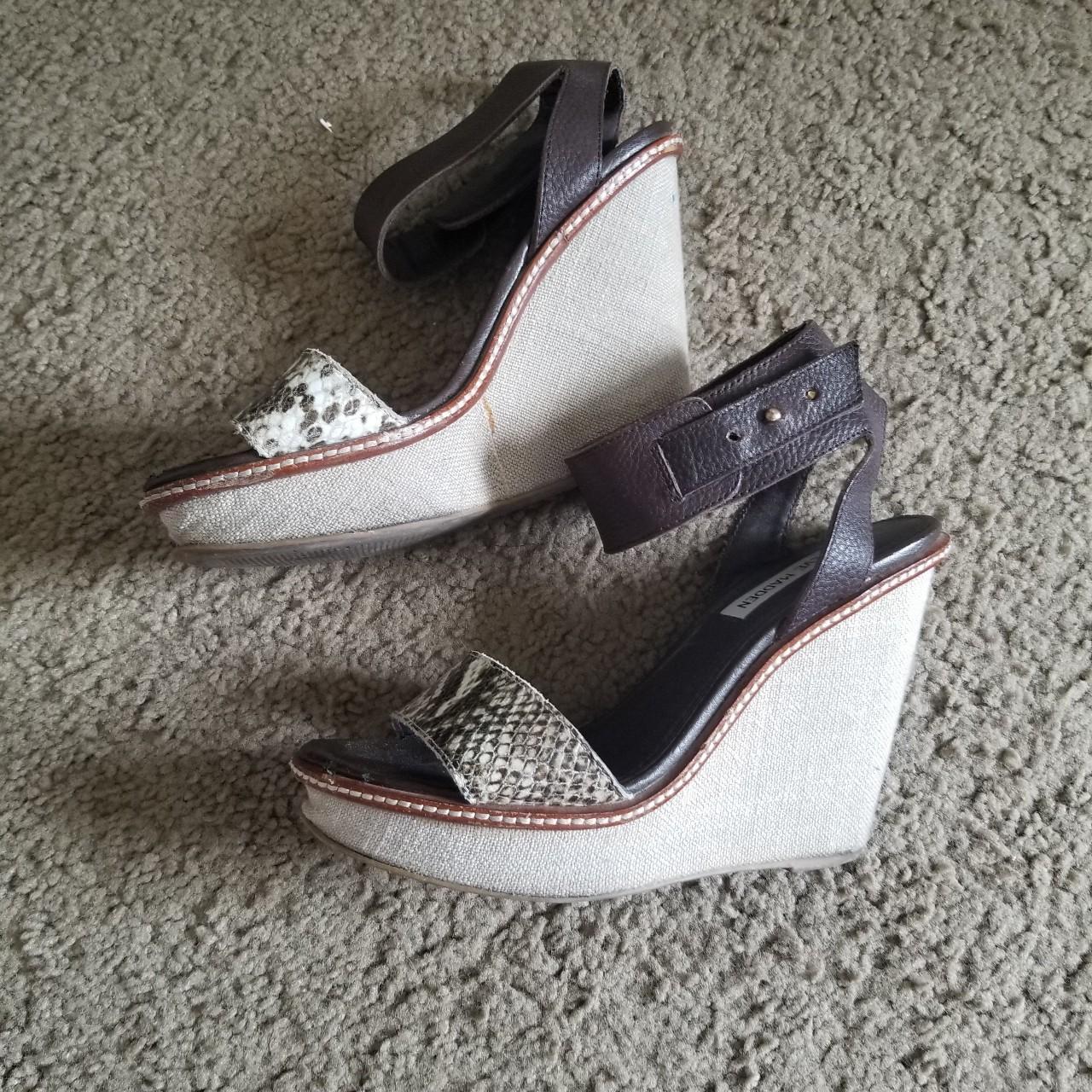 Snakeskin and brown painted wedge sandal Depop