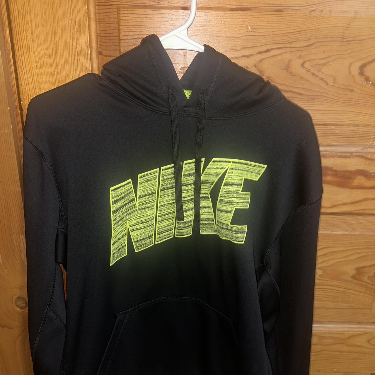 Nike black and green hoodie hoodie Nike black. Depop