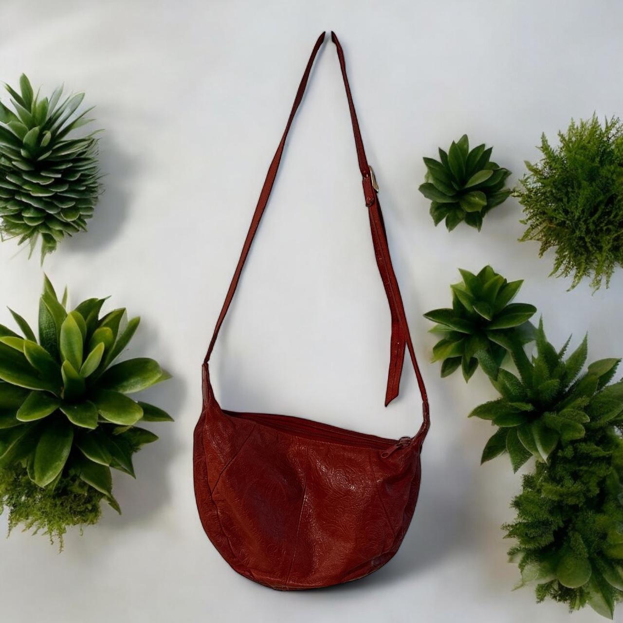 Vintage 1980s Magid Red tooled leather small hobo