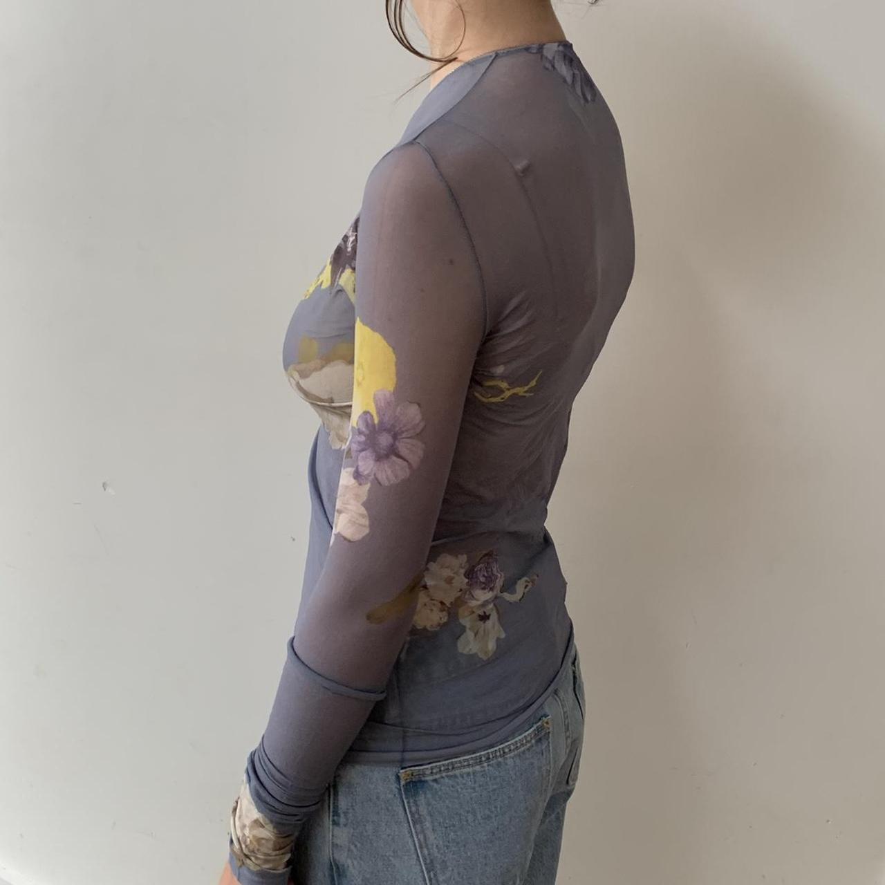Acne studios Niala mesh long sleeve floral shirt. | Depop
