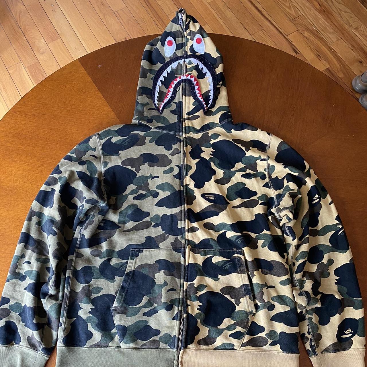 Bape hoodie half camo best sale