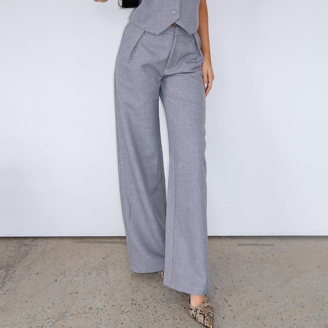 White Fox “socialite” Grey wide leg trousers Depop