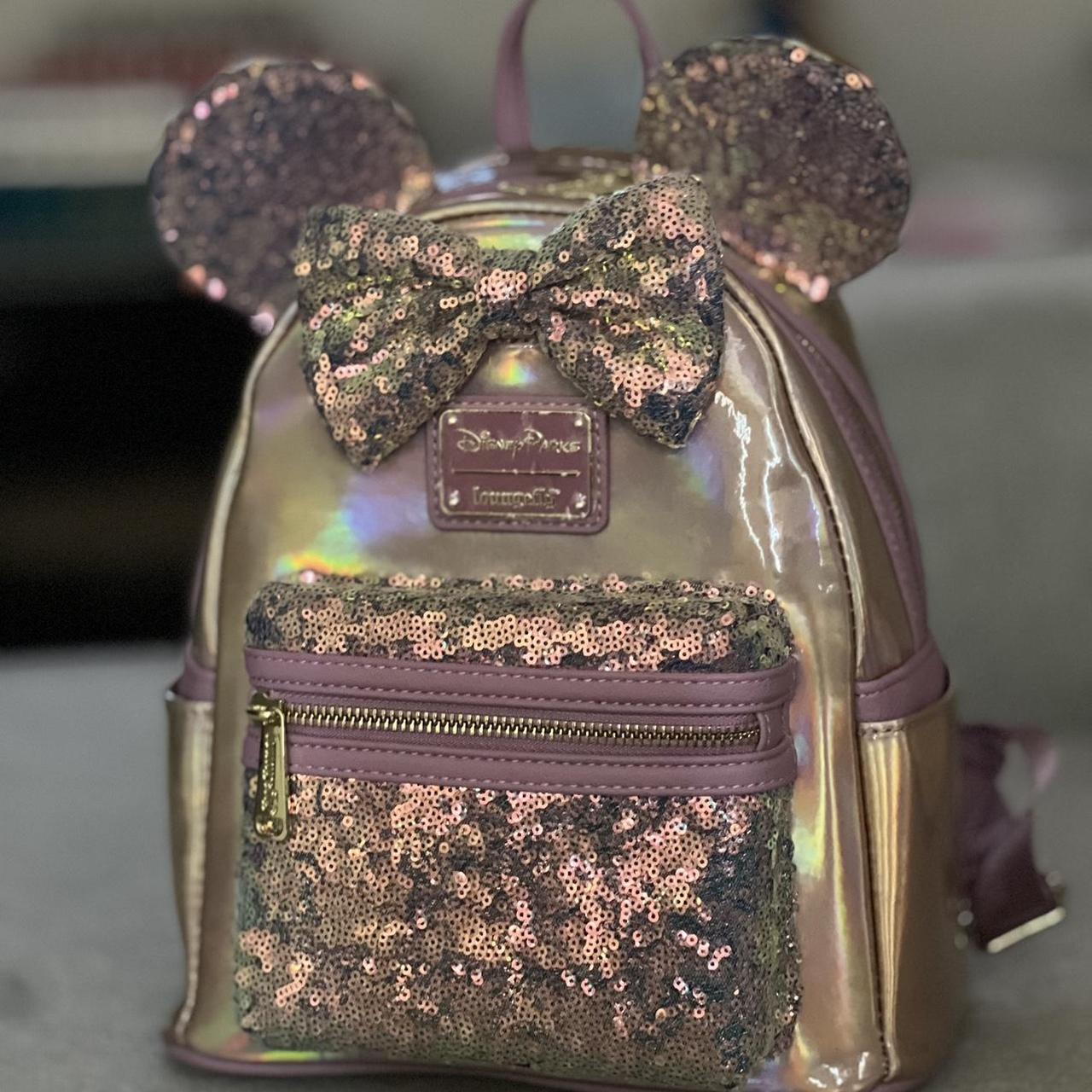 Loungefly 2024 pink sequin iridescent 50th anniversary backpack