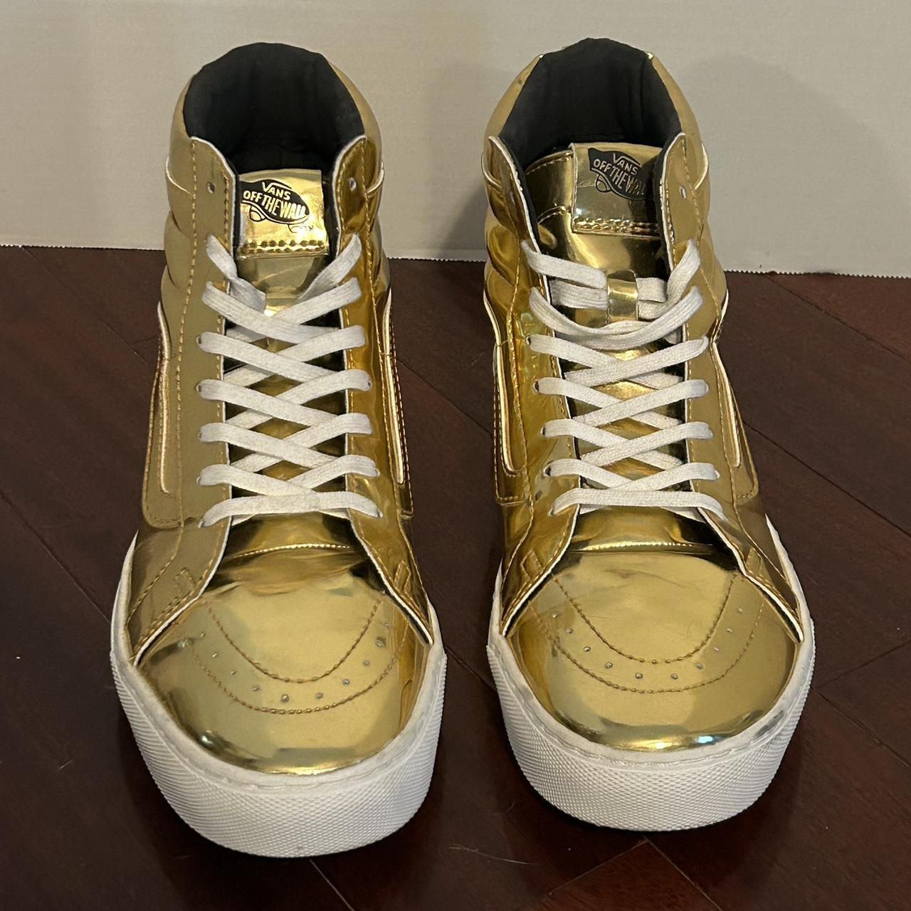 2019 Vans gold metallic high top trainers vans Depop