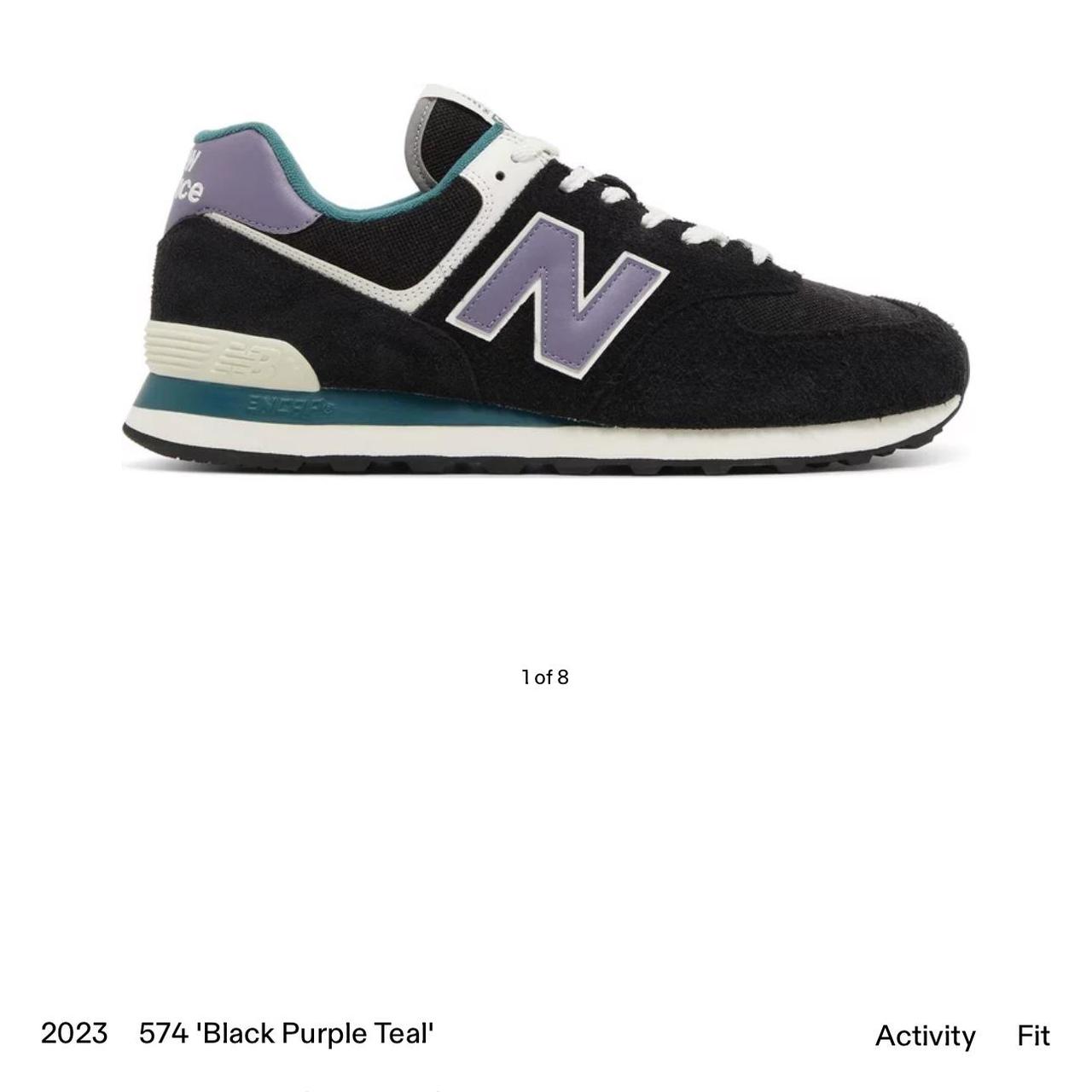 New Balance 574 'Black Purple Teal' Sneakers Depop