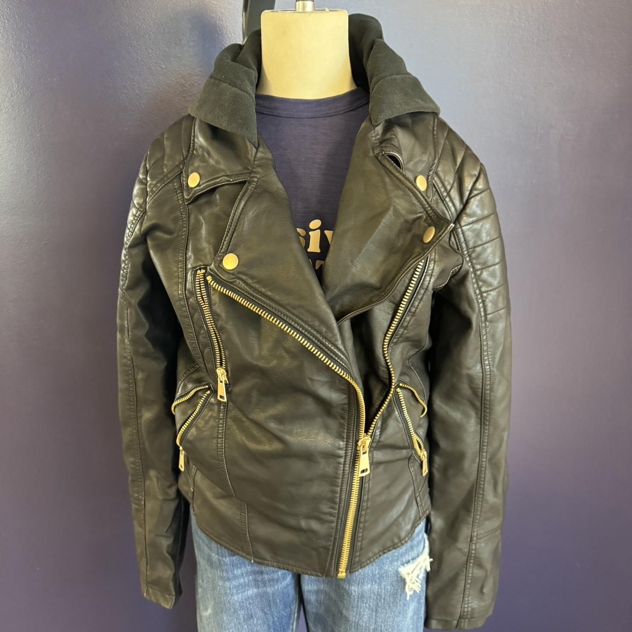 Free people faux leather jacket with hood best sale