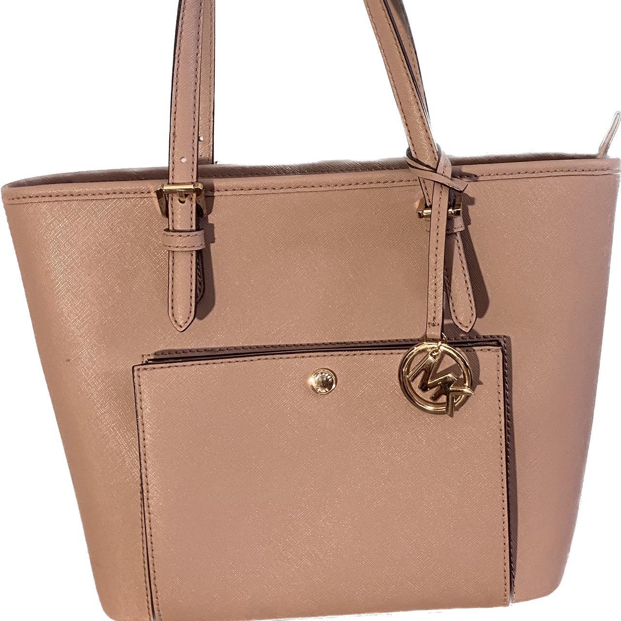 Michael kors leather purse jet set tote in fawn Depop