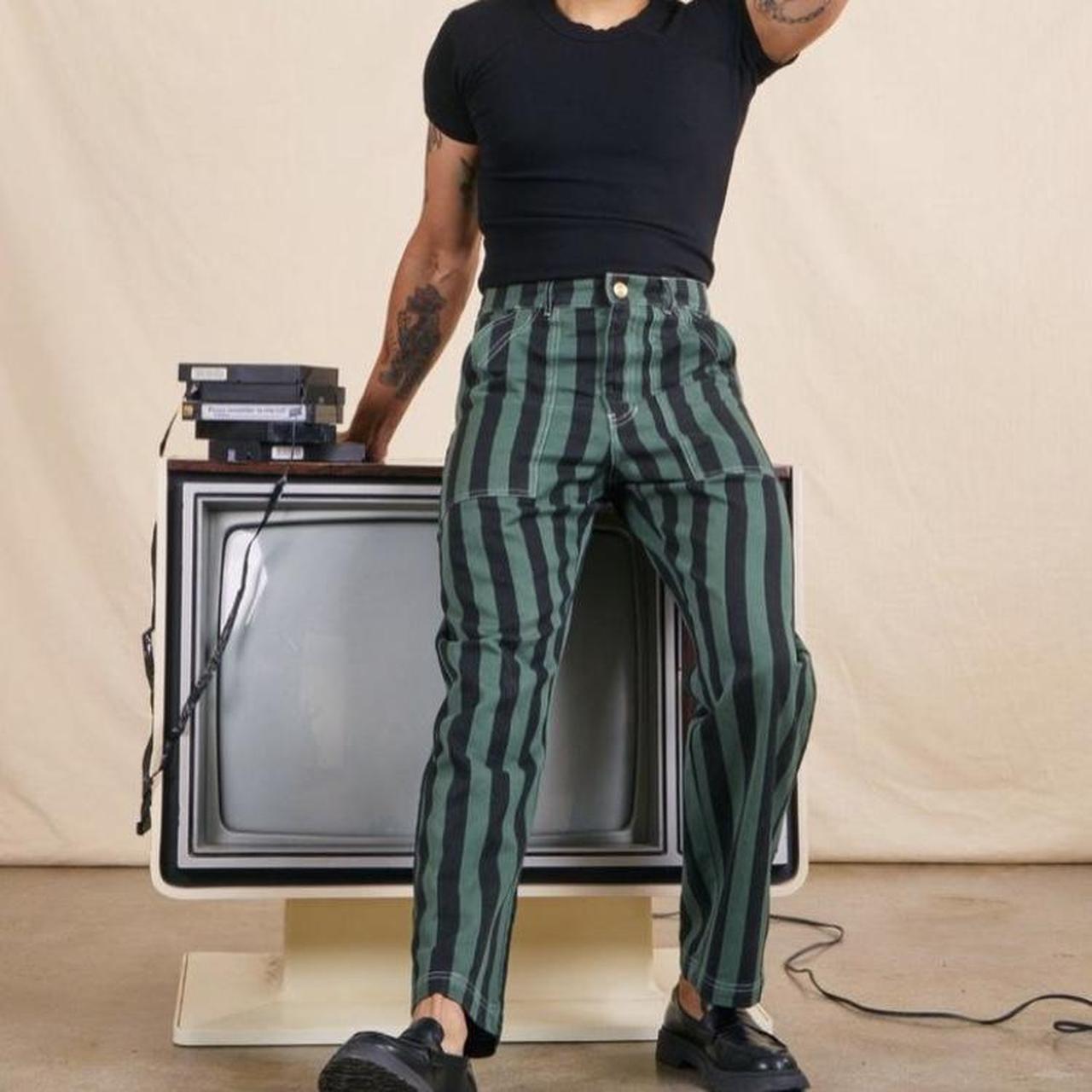 Big Bud Press dark emerald green striped work pants.... Depop