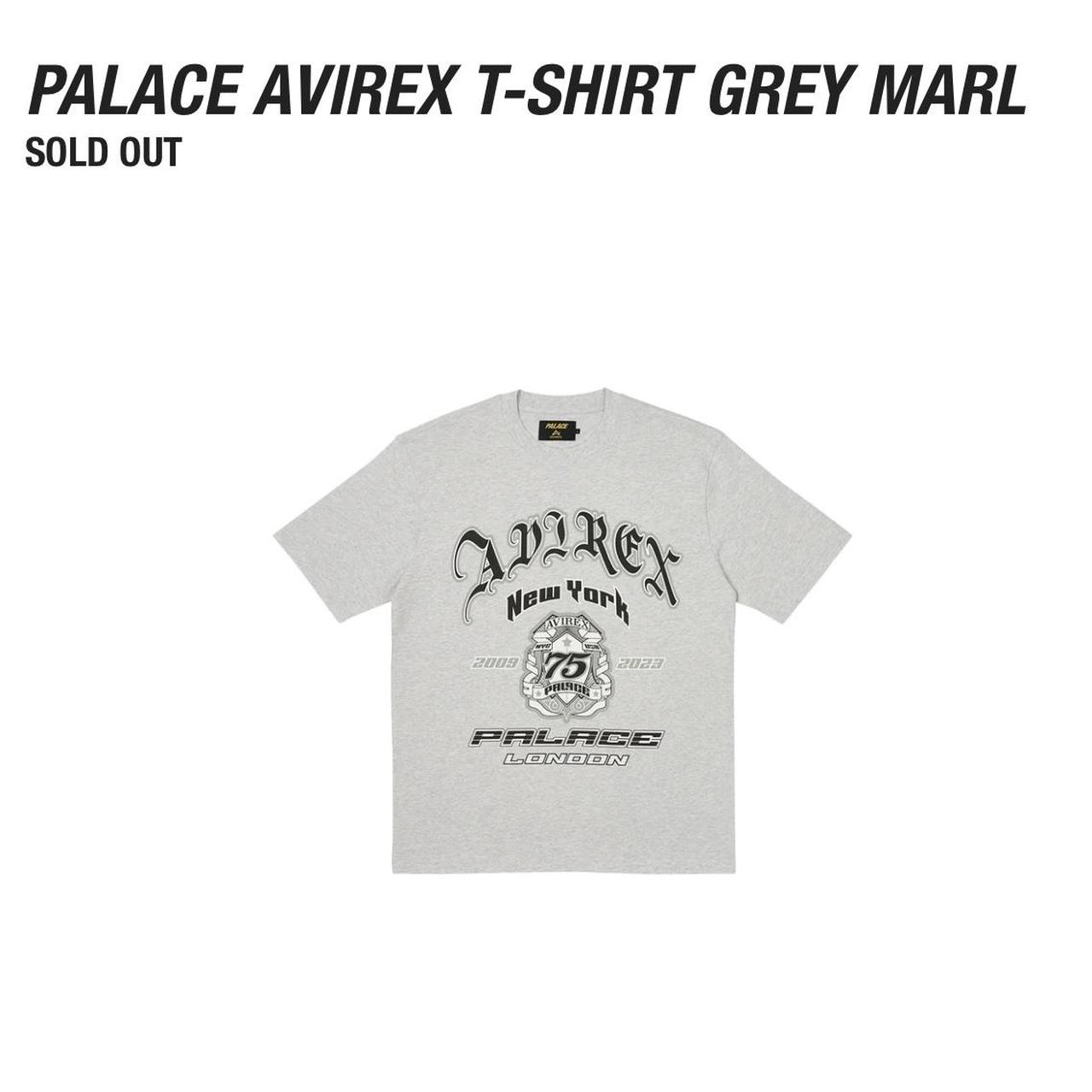 Palace x Avirex Grey Marl T Shirt, Size Large Has... - Depop