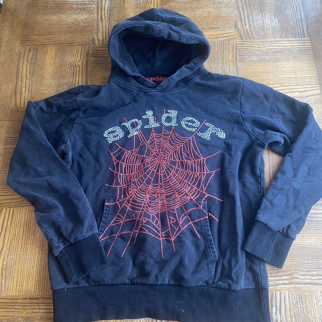 Rhinestone Hoodie Broken Promises Sweater Spider Black Sparkle