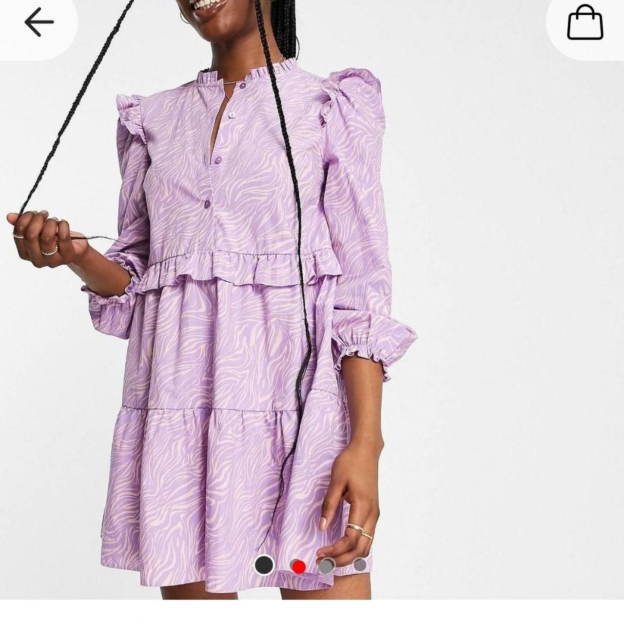 Miss Selfridge frill detail shirt dress in lilac. Depop