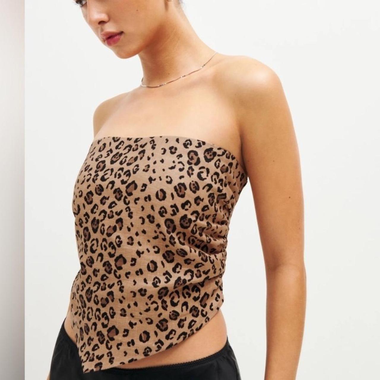 Reformation Brown and Black Patterned shops Bustier Top