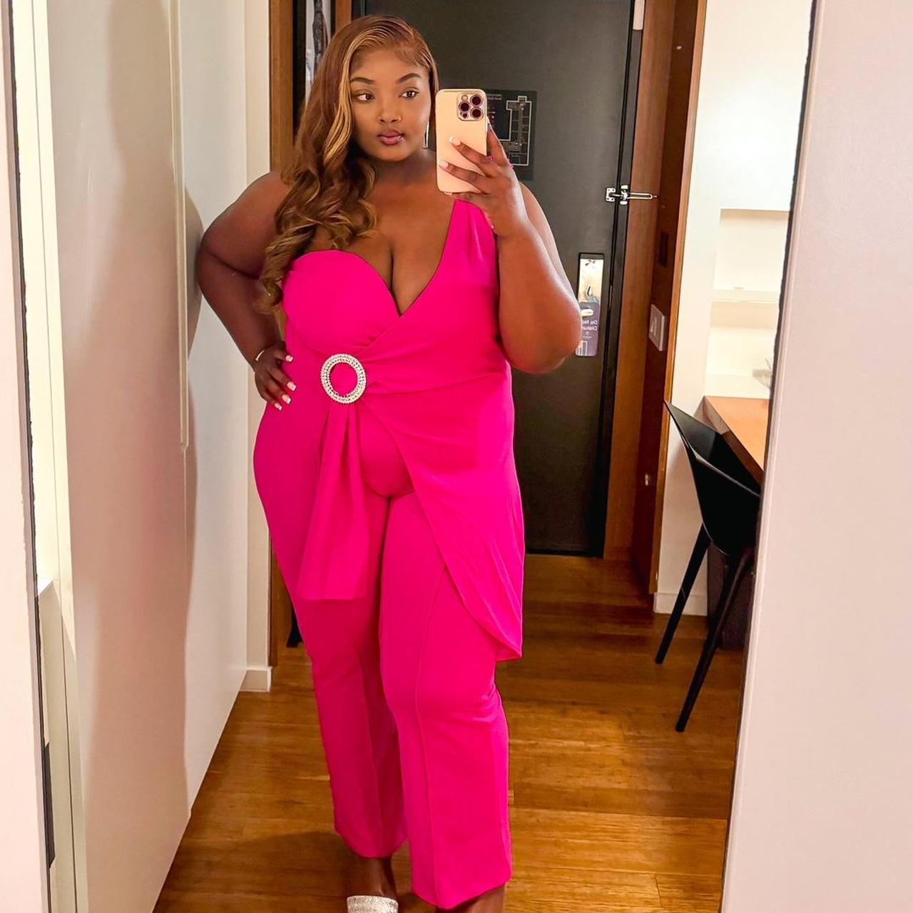 Hot pink plus size jumpsuit online