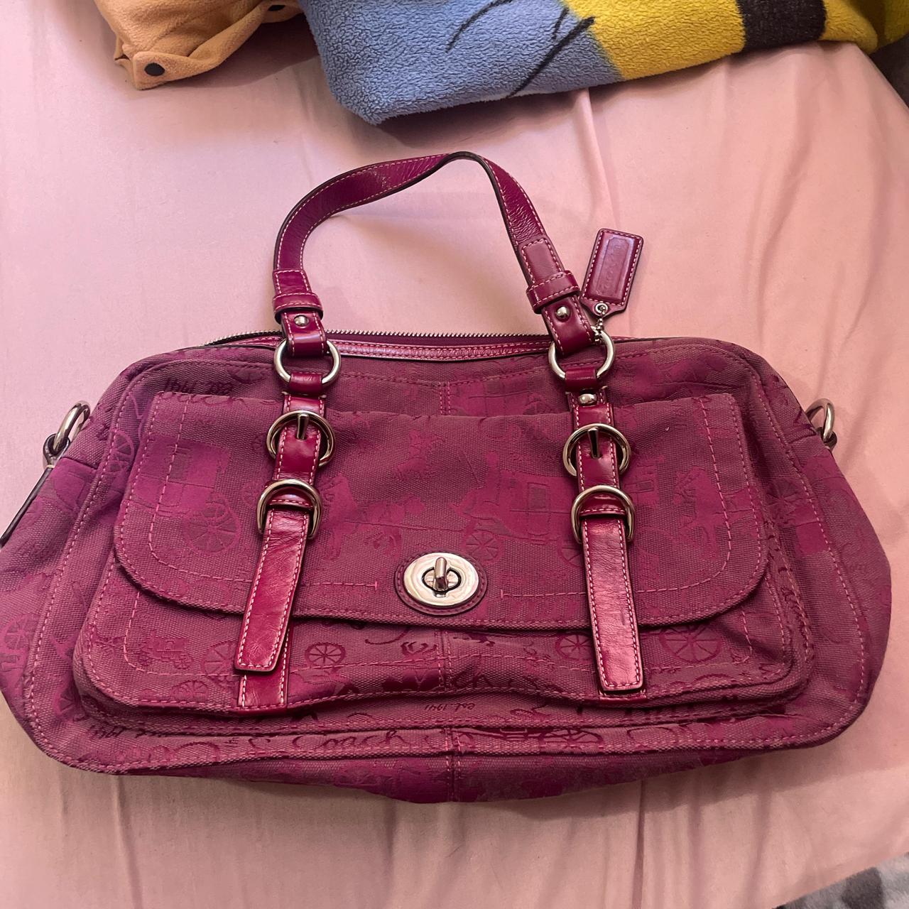 Shops Purple Coach Horse & Carriage tote