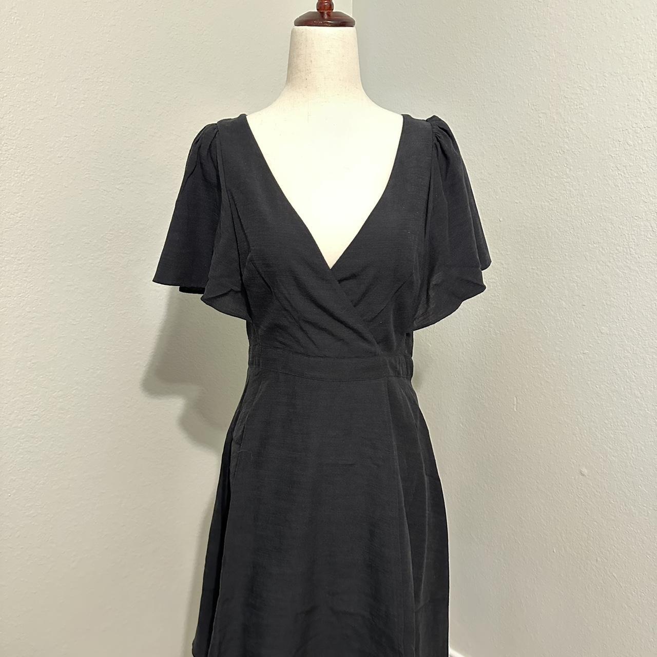 Madewell Black wrap dress with ruffle sleeves and a. Depop