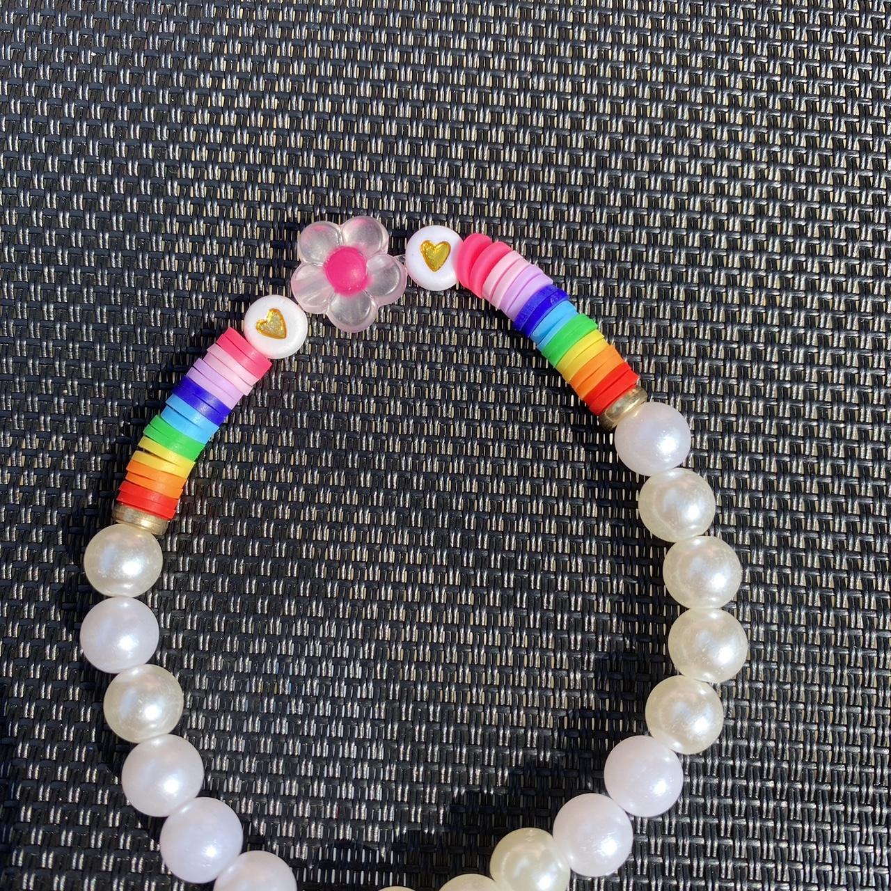 Rainbow Pearl And Clay Bead Bracelets Handmade Depop