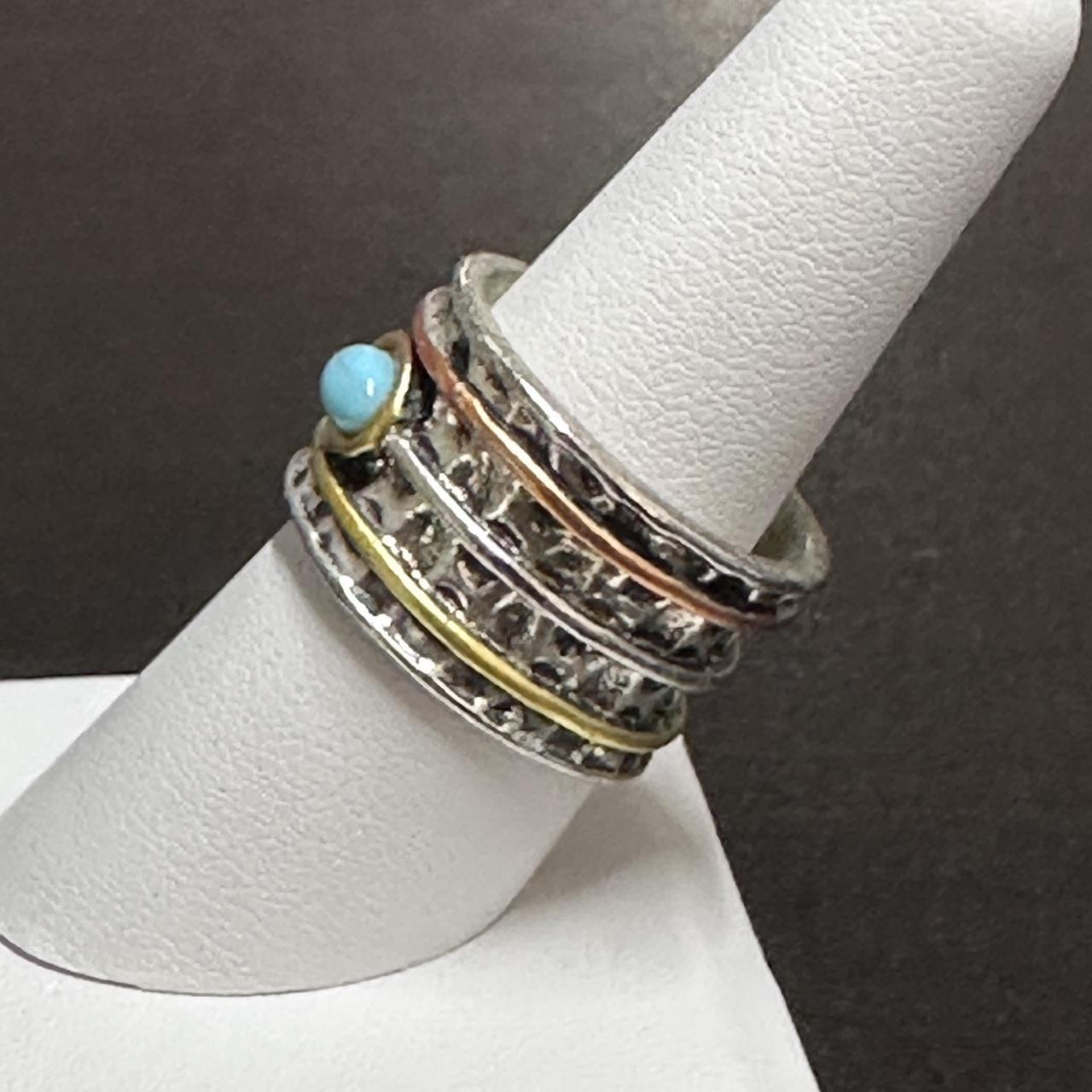 Women's Ring - Silver/Gold – silver stack ring wi… - image 2