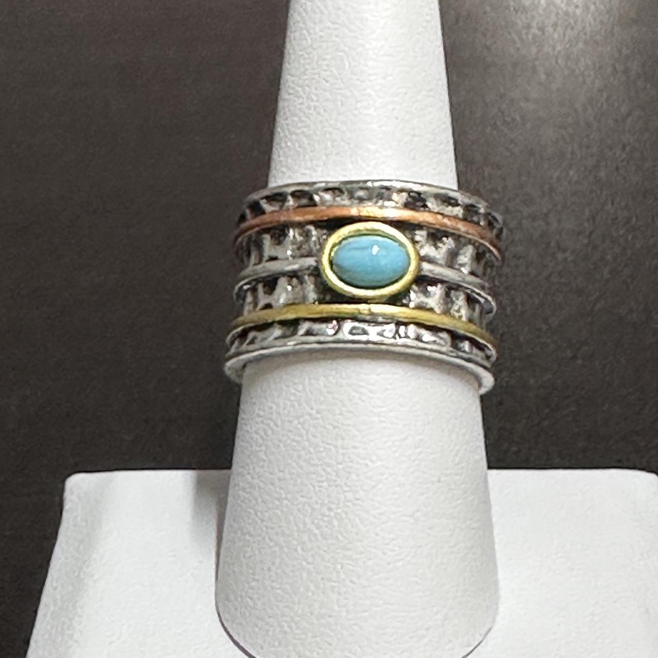 Women's Ring - Silver/Gold – silver stack ring wi… - image 1