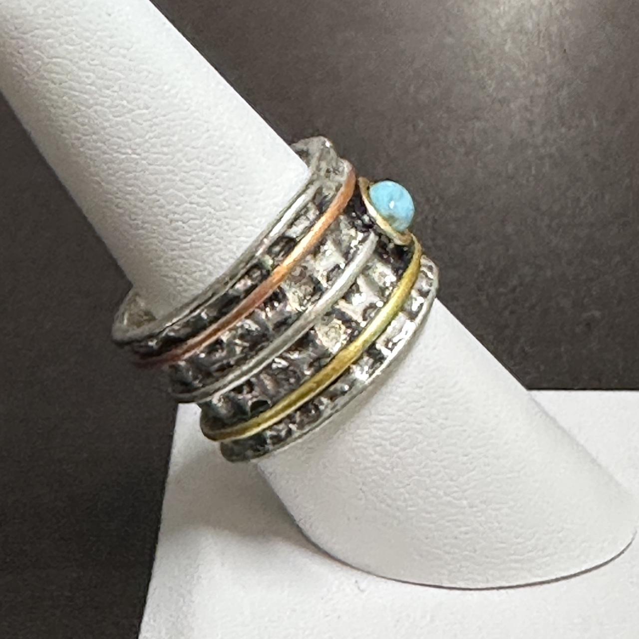 Women's Ring - Silver/Gold – silver stack ring wi… - image 3